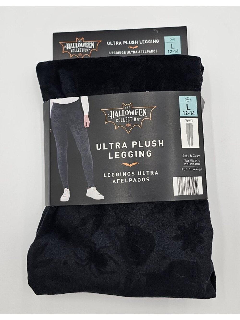 The Halloween Collection Womens Ultra Plush Spooky Print Leggings Size L 12-14